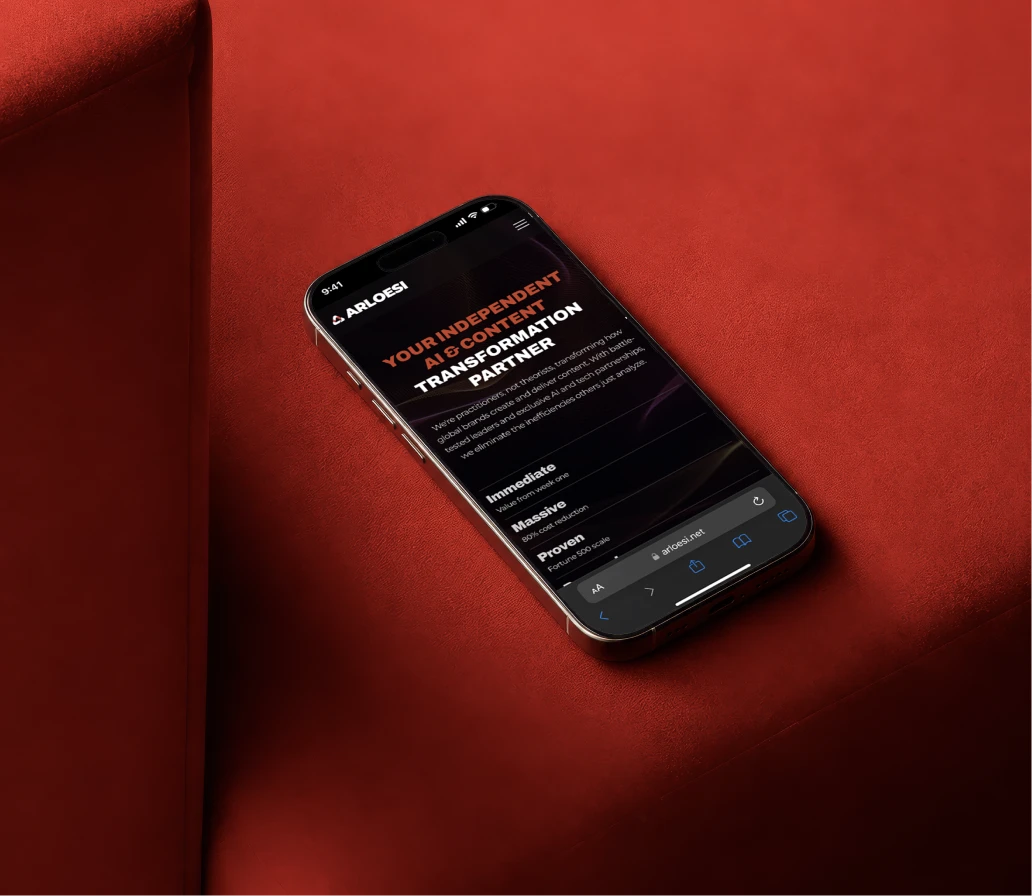 Arloesi website shown on a phone
